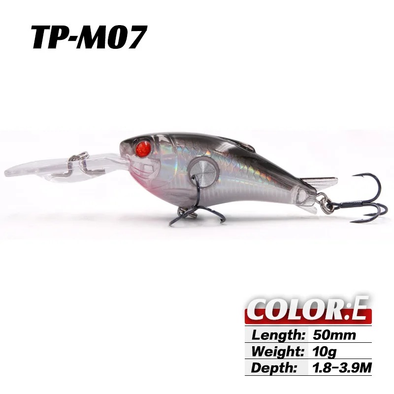 TacklePRO M07 кренкбейт рыболовные приманки Плавающий Гольян 50 мм 10 г 1,8-3,9 м 1 шт. приманка жесткая Морская Рыбалка снасти глубокий дайвинг - Цвет: E