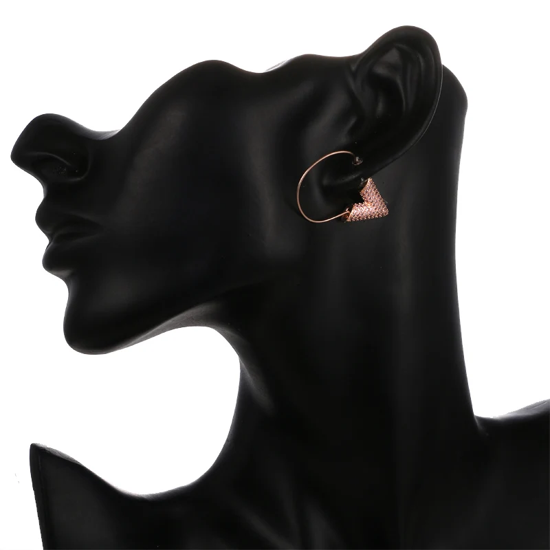 LOWAY букву "V" Белый & Rose Цвет CZ HoopEarrings для Для женщин Дата вечерние аксессуары