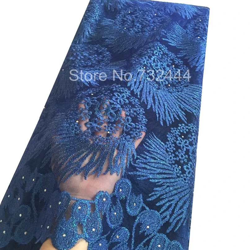 Бирюзовая синяя африканская кружевная ткань высокого качества для свадьбы