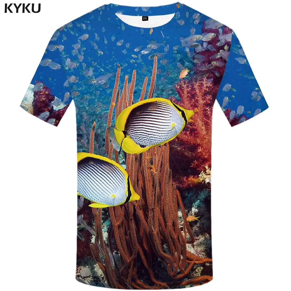 3d t shirt 14 KYKU Fish Мужская 3D футболка, хип-хоп футболка, рыбак, тропический принт, футболка, Забавные футболки, летние, Fishinger Animal, мужская одежда - Цвет: 3d t shirt 14