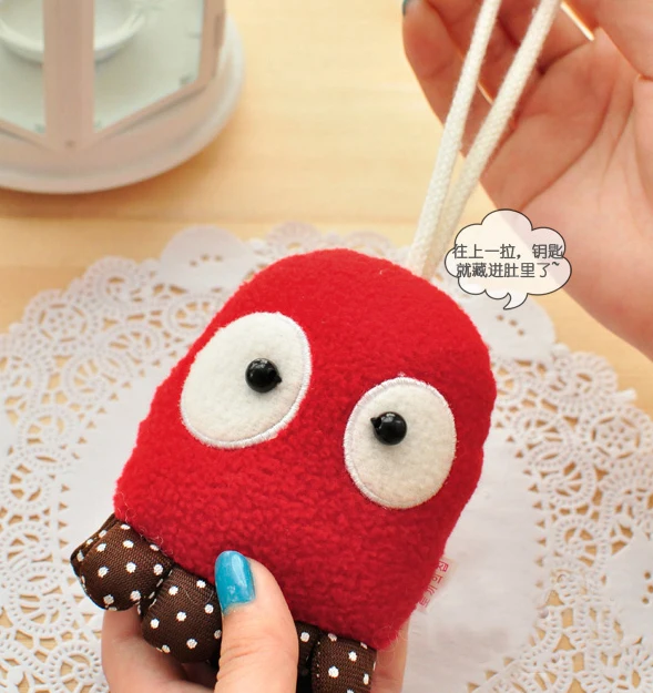 Милый мультфильм осьминог плюшевые ткань ремешки кошельки кулон женщин