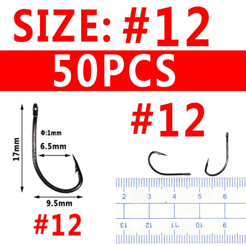 size12 50pcs Bimoo несколько размеров с высоким содержанием углерода Сталь крючок для сома морской рыбалки приманки колючий Карп Рыбалка иглы рыбацкие крючки черный Никель 50/25 шт - Цвет: size12 50pcs