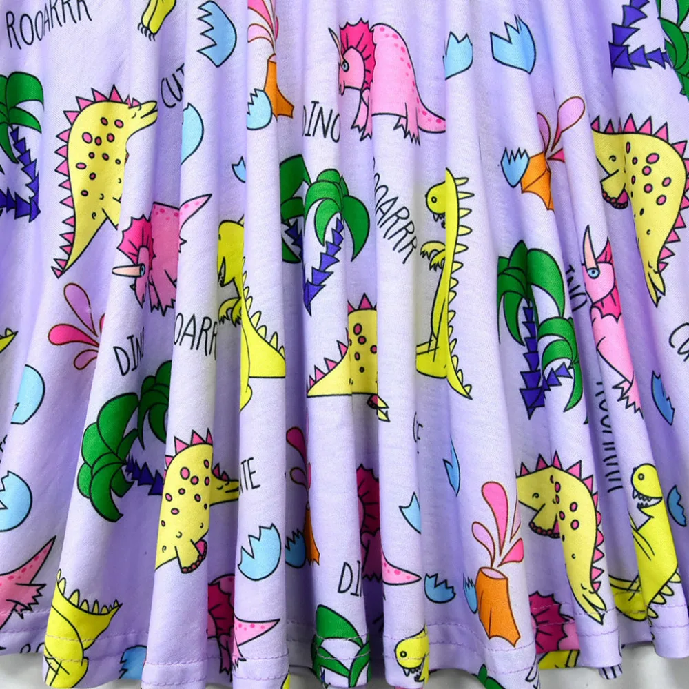 Girl Dress Cartoon Dinosaur Letter Printed Sleeveless Princess Dresses Vestidos Summer Party Casual Clothes For Kid Baby Girls | Детская