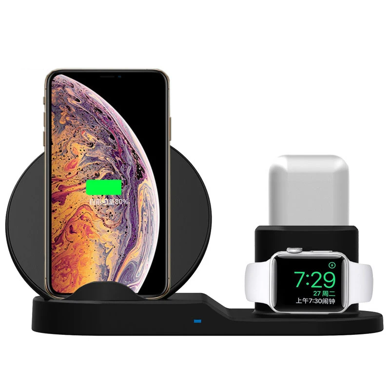 3 в 1 Qi Беспроводное зарядное устройство для iPhone Xs Max XR X 8 Быстрая зарядка Smasung S9 Plus