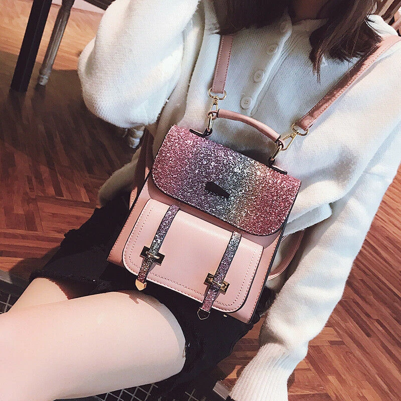 Женский рюкзак с блестками для девочек блестящий школьный дорожный сумка на