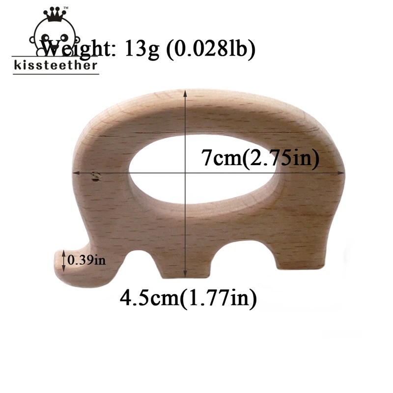Mordedor org&aacute;nico de madera de haya Natural para beb&eacute;, elefante, p&aacute;jaro, pez, ping&uuml;ino, juguetes cortados a mano, regalo-1