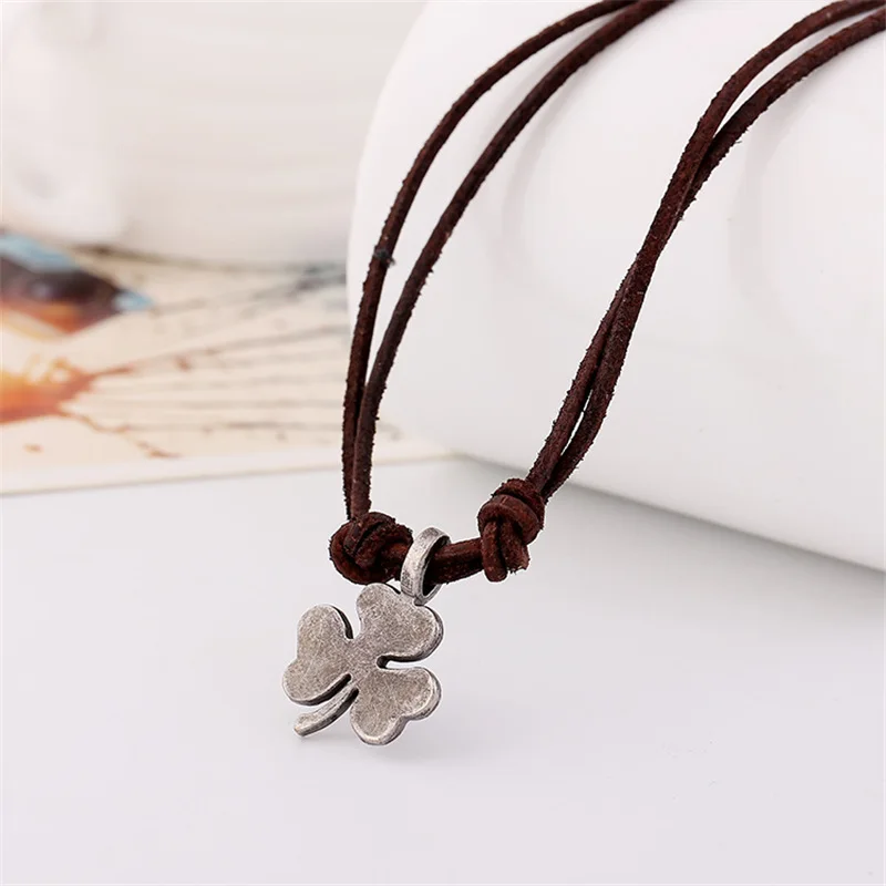 Ожерелье с подвеской в виде листьев из натуральной кожи|sweater chain|necklace womenpendant necklace |