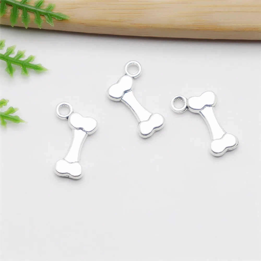 

Wholessale 110pcs(17*10mm) Antique Silver Plated Dog bone Charms Pendants for Bracelets Necklace DIY Jewelry Making