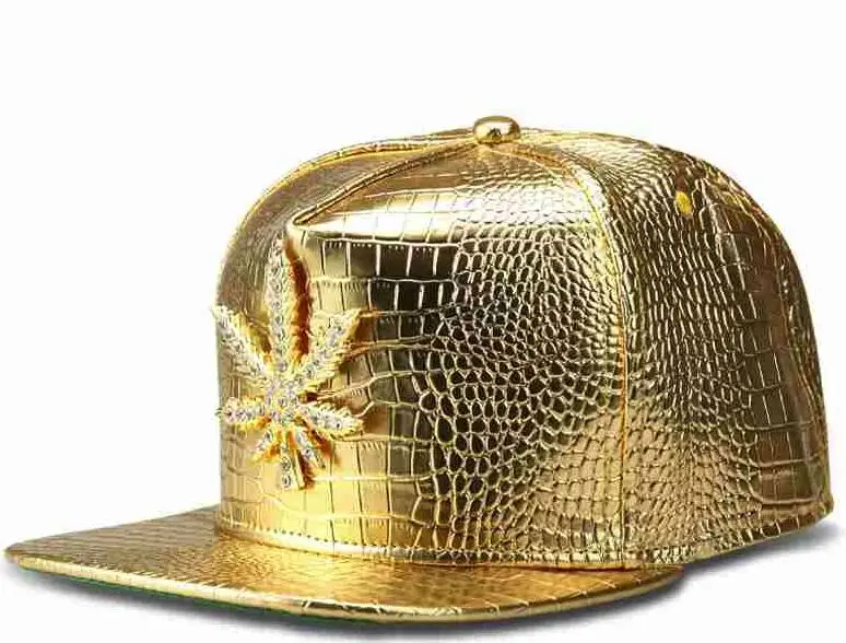 Gold Новые модные мужские хип-хоп Бейсбольные Кепки из искусственной кожи, Повседневные шапки унисекс, Золотая/Серебристая/красная/черная бейсболка уличная стильная - Цвет: Gold