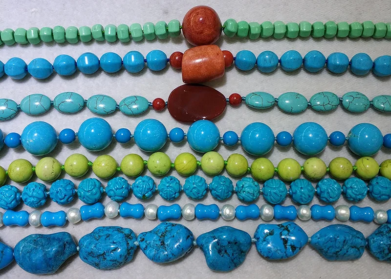 JYX Ping buckleTurquoise ожерелье 6-10 мм ярко-синее круглое бирюзовое ожерелье AAA ручной работы ожерелье из бус из драгоценного камня 25,5"