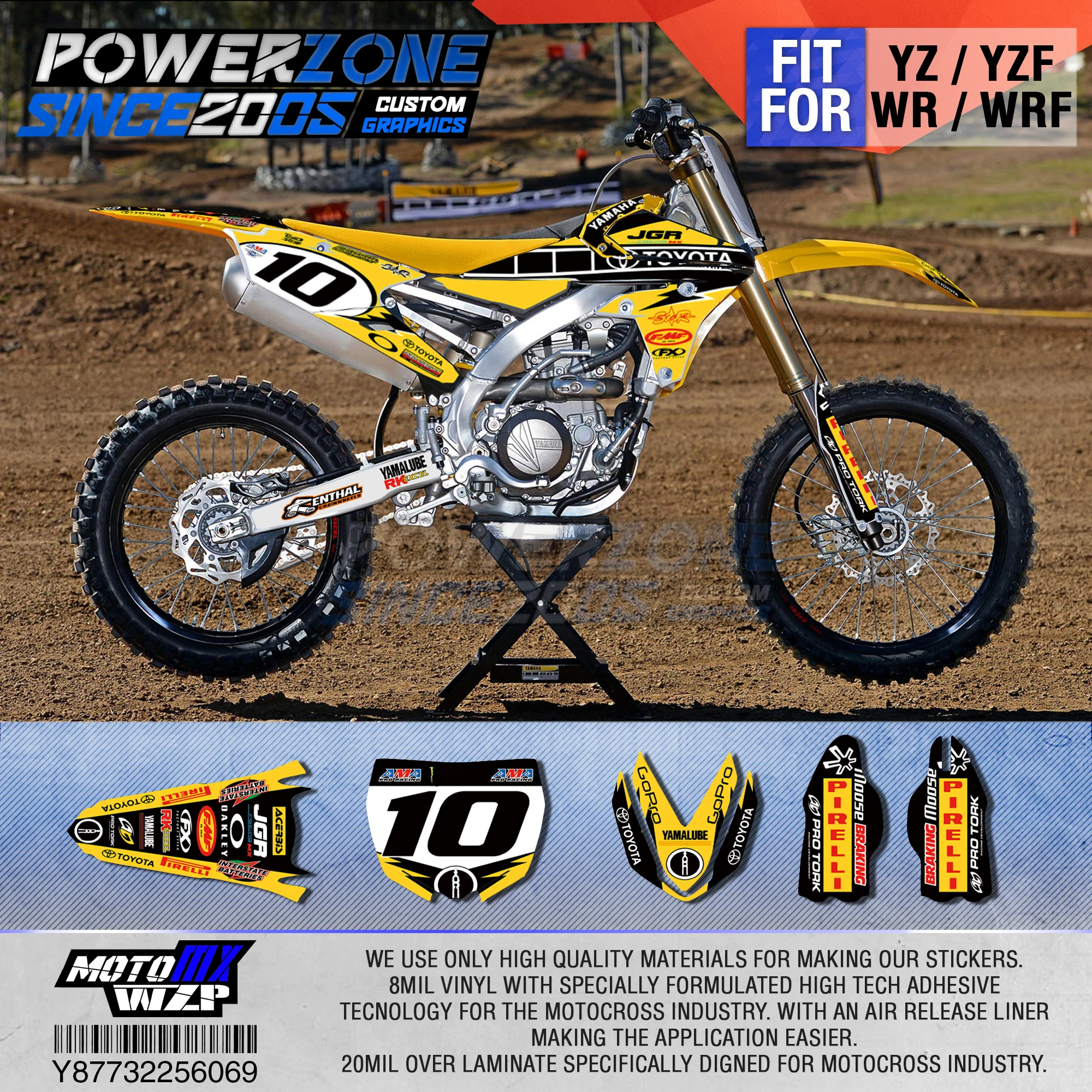 

PowerZone Customized Team Graphics Backgrounds Decals 3M Custom Stickers For YAMAHA YZF250FX 14-18 YFZ 19 YZF450 14-17 18-19 069