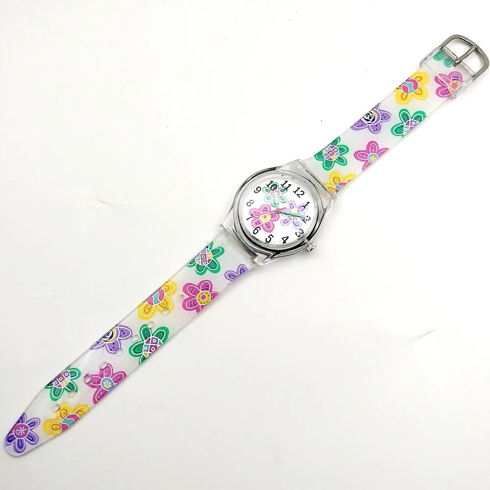 Женские Водонепроницаемые часы с цветочным циферблатом и силиконовым ремешком |