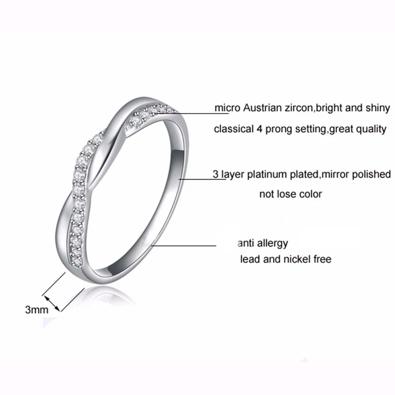 ORSA JEWELS классическое серебряное кольцо «бесконечность», Женское кольцо с блестящим австрийским цирконием, кольца на палец, модное ювелирное изделие, подарок, OR44
