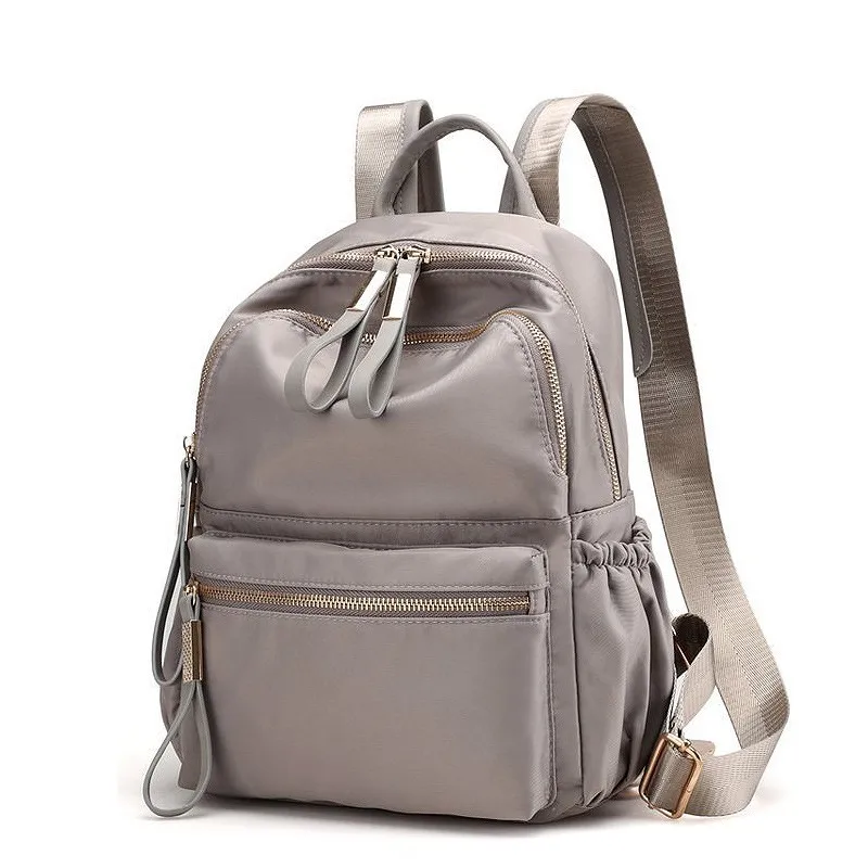 Khaki Backpack LIKETHIS, женский рюкзак для девочек-подростков, однотонные школьные сумки через плечо, роскошная вместительная нейлоновая кожа, Mochilas Mujer - Цвет: Khaki Backpack