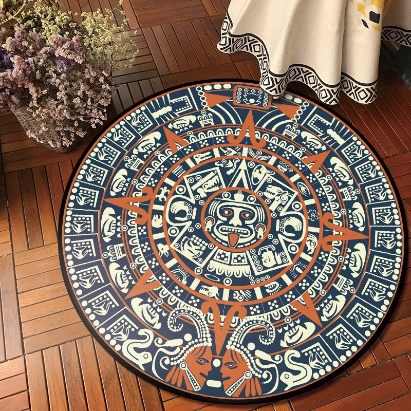 european classical vintage ethnic totem mandala round carpet non slip balcony coffee table hanging basket home decoration mat free global shipping