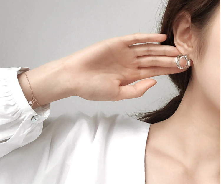Модные женские 925 серебряная серьга с кристаллами и кристаллами Swarovski, Роскошные офисные женские круглые серьги с пряжкой, вечерние ювелирные изделия