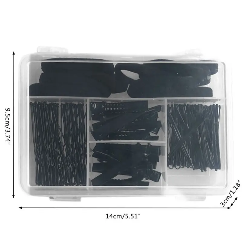 

40Pcs U Shape Barrette 40Pcs Pins 20Pcs Duckbill Clips 10Pcs Elastic Band Makeup Black Invisible Hair Styling Accessory