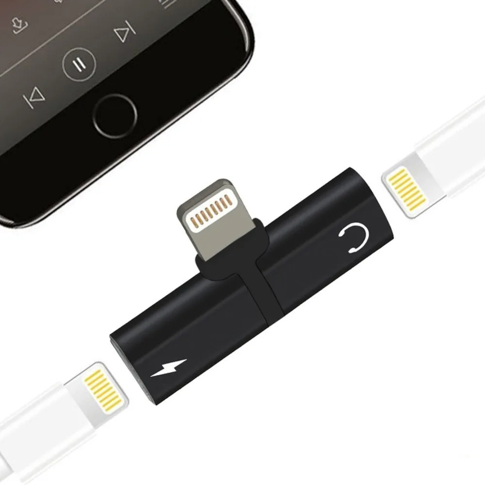 Двойной адаптер с разъемом Lightning для наушников аудио и зарядки iPhone 7/8/iPhone X