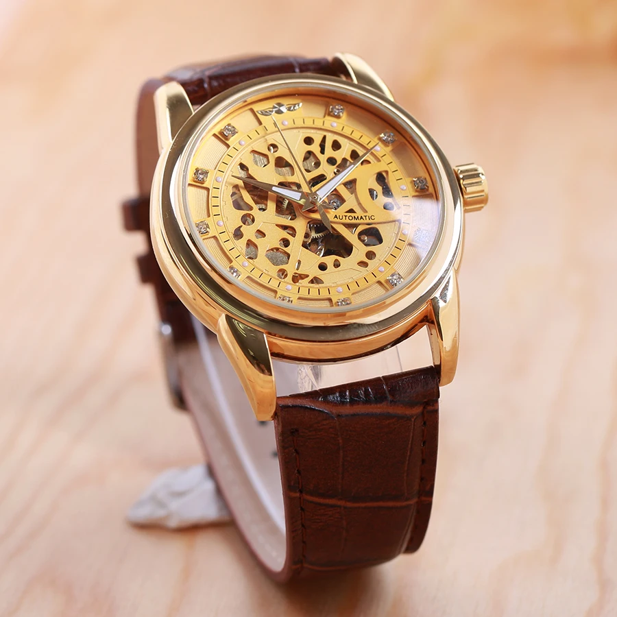 Часы наручные Winner Мужские механические модные дизайнерские брендовые роскошные