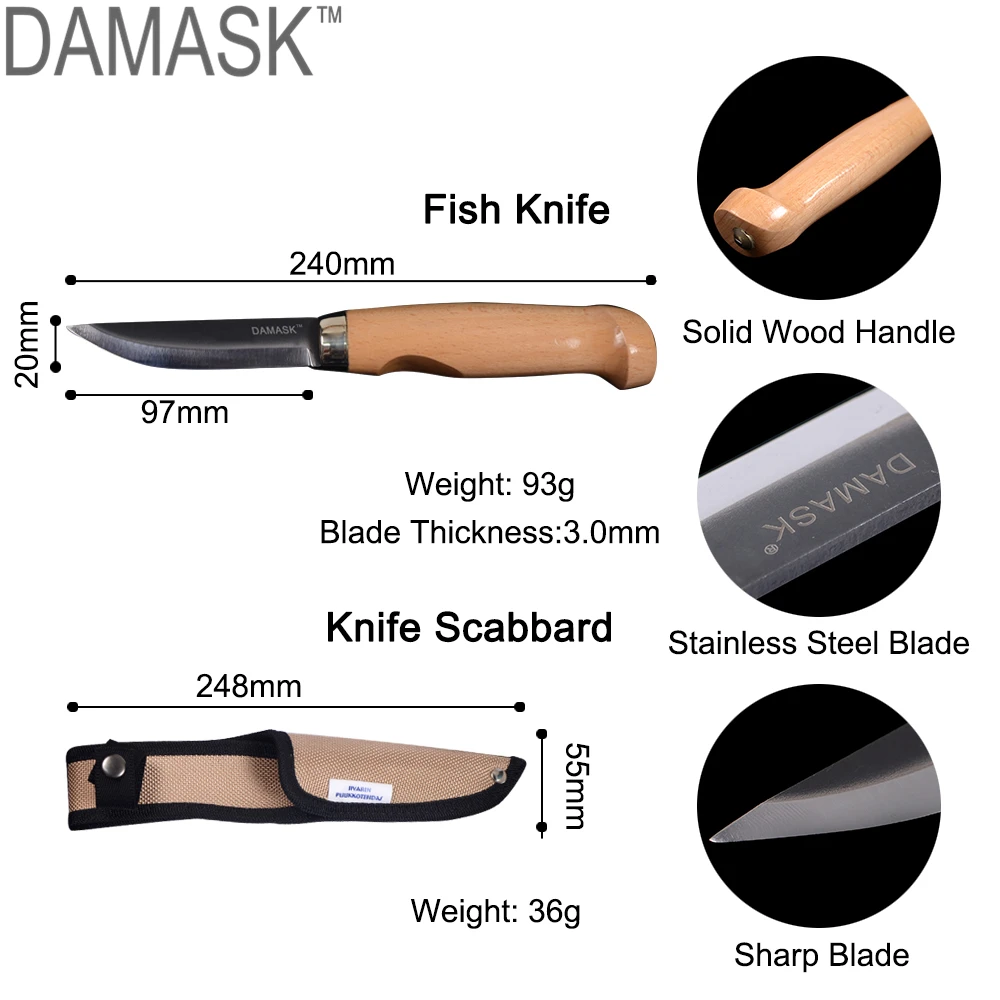 DAMASK острое лезвие открытый рыболовный нож Тактический охотничий выживания 5Cr13 с