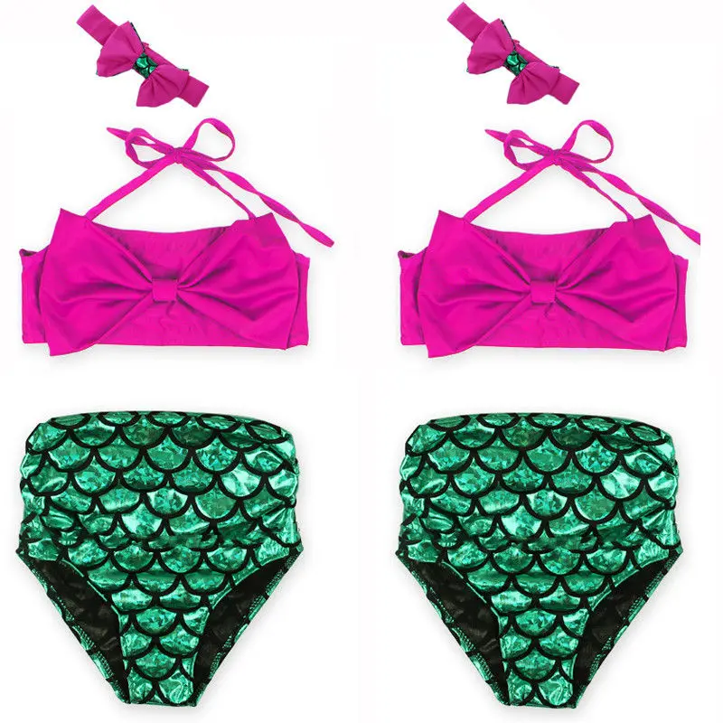 2016 Новые Девушки Русалочка Бикини Костюм Swimmable Купальный Купальник Дети детские