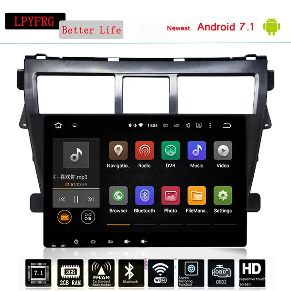 Автомагнитола LPYFRG 9 дюймов android 10 0 GPS DVD DVR Aux Mirror Link для Toyota Vios 2007 2008 2012|car gps dvd|gps dvdgps