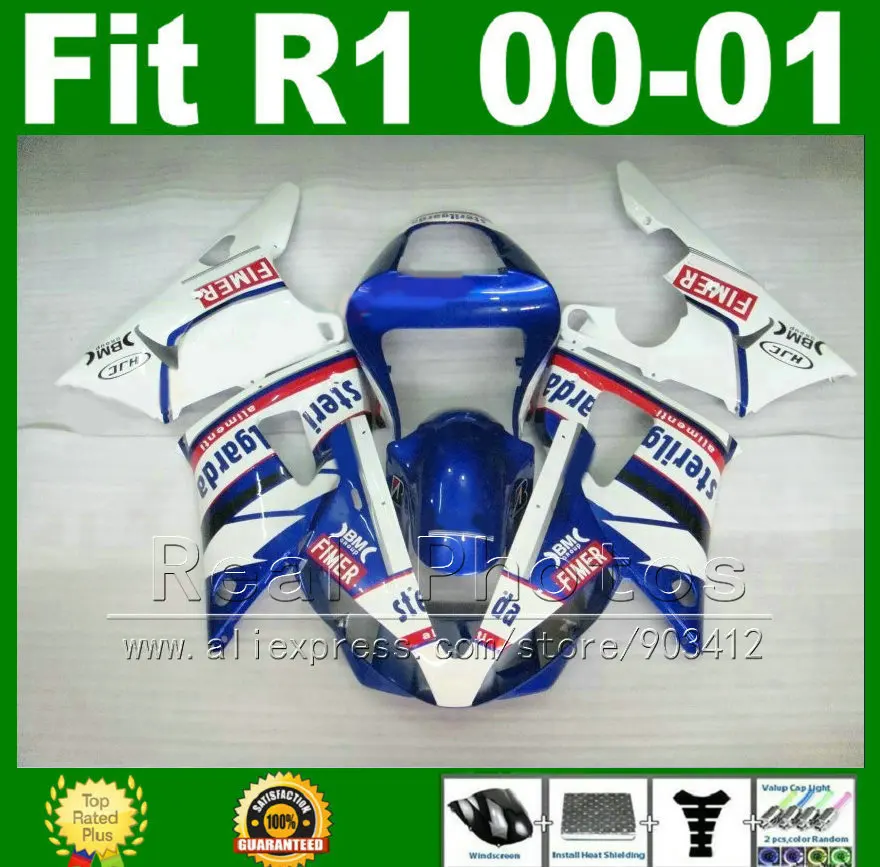 

Лидер продаж, Обтекатели для YAMAHA 2000 2001 YZF R1 blue, комплекты схем YZFR1 00 01, комплект обтекателей кузова U7Y5