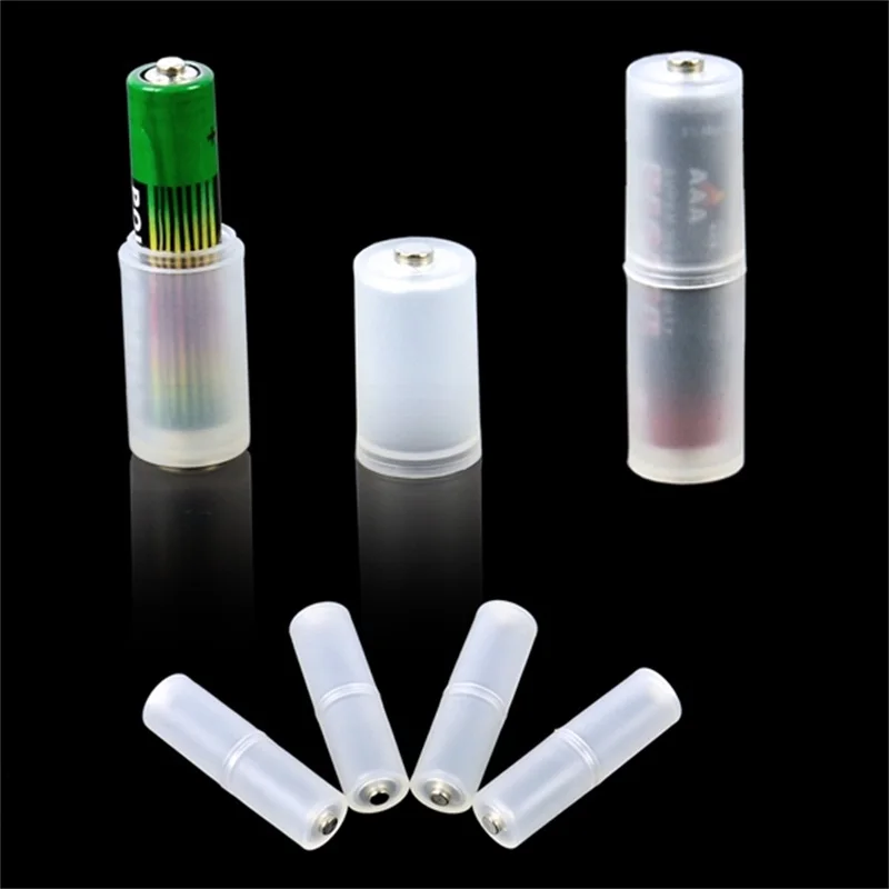 Пластиковый адаптер для батарей прозрачный белый ААА в AA Размер 4 шт. чехол