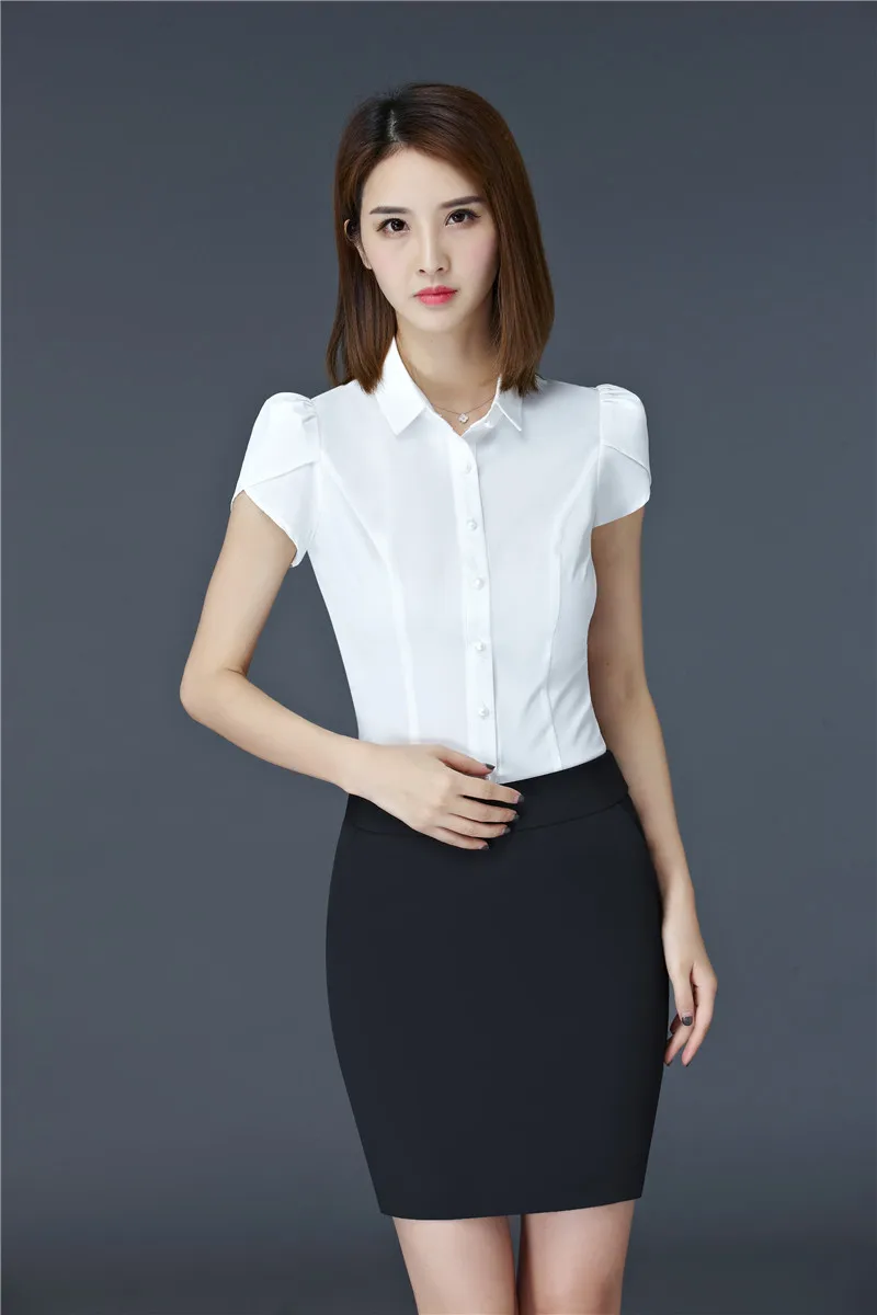 Летние шифоновые блузки с коротким рукавом размера плюс 4XL для деловой женщины