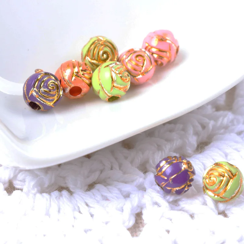 2018 New Mix Color Gold Stripe Flower Spacer Beads For Bracelet Necklace Jewelry Making DIY 6mm 200pcs/lot AL5X | Украшения и
