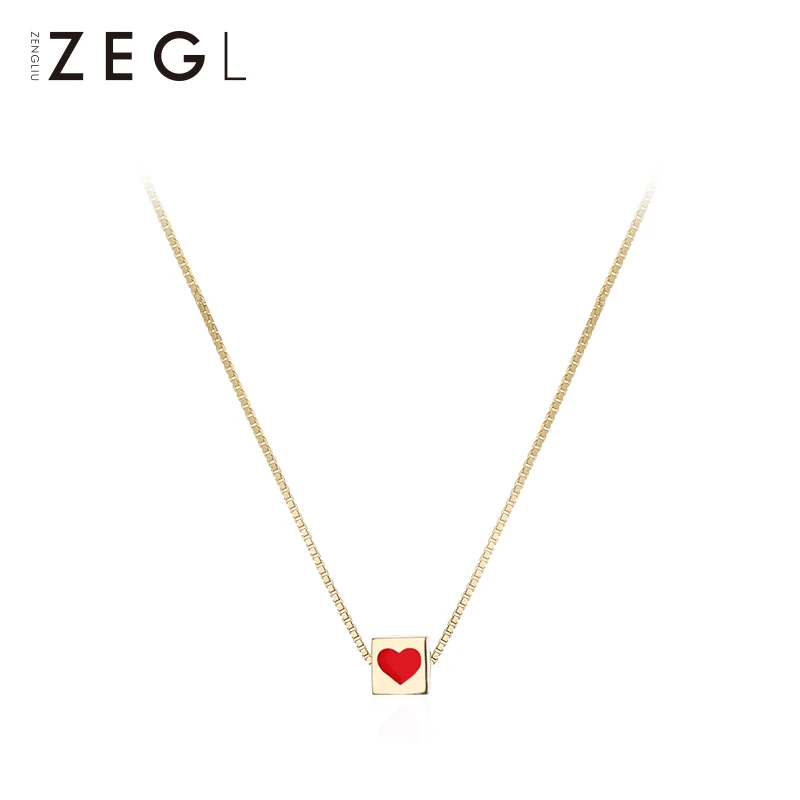Женское Ожерелье ZEGL love heart цепочка для ключицы шикарное простое красное ожерелье