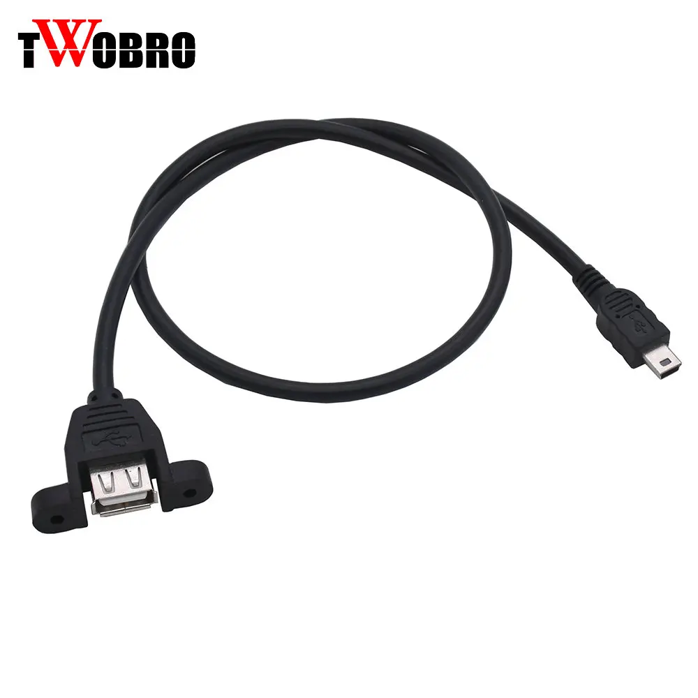 Черный 50 см мини USB 5pin штекер к 2 0 B гнездо панель принтера крепление удлинитель