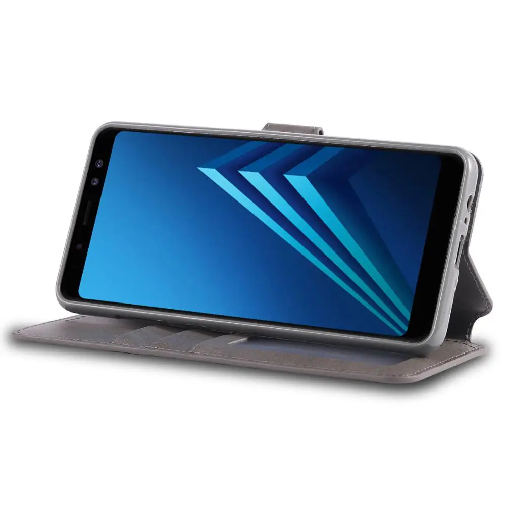 Роскошный кожаный чехол кошелек для Samsung Galaxy A8 2018 Plus силиконовый с держателем