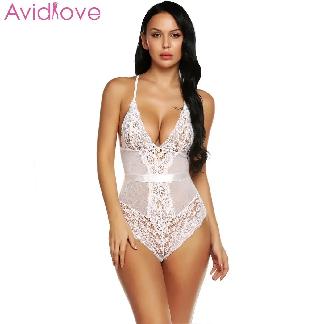 Avidlove Женское боди с чулками сексуальное нижнее белье пижама регулируемый