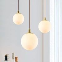 personality brass cream glass ball pendant light modern pendant lamp nightlight kitchen lighting fixture bedside hanglamp