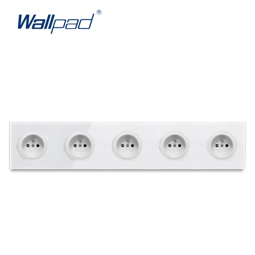 5 Европейская французская розетка Wallpad Роскошная закаленная стеклянная панель