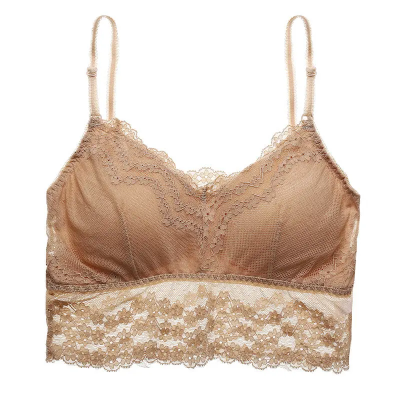 Style 2 Beige Мягкий бюстгальтер без косточек с глубоким v-образным вырезом, кружевной бюстгальтер для женщин, модный бюстгальтер без косточек, 3 цвета, летний укороченный топ для девочек, нижнее белье с открытой спиной, свободный размер - Цвет: Style 2 Beige