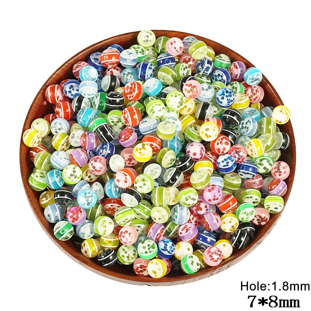 QIYIGE бисер смешанный цвет круглые в горошек полосатые Акриловые бусины 200 шт./лот