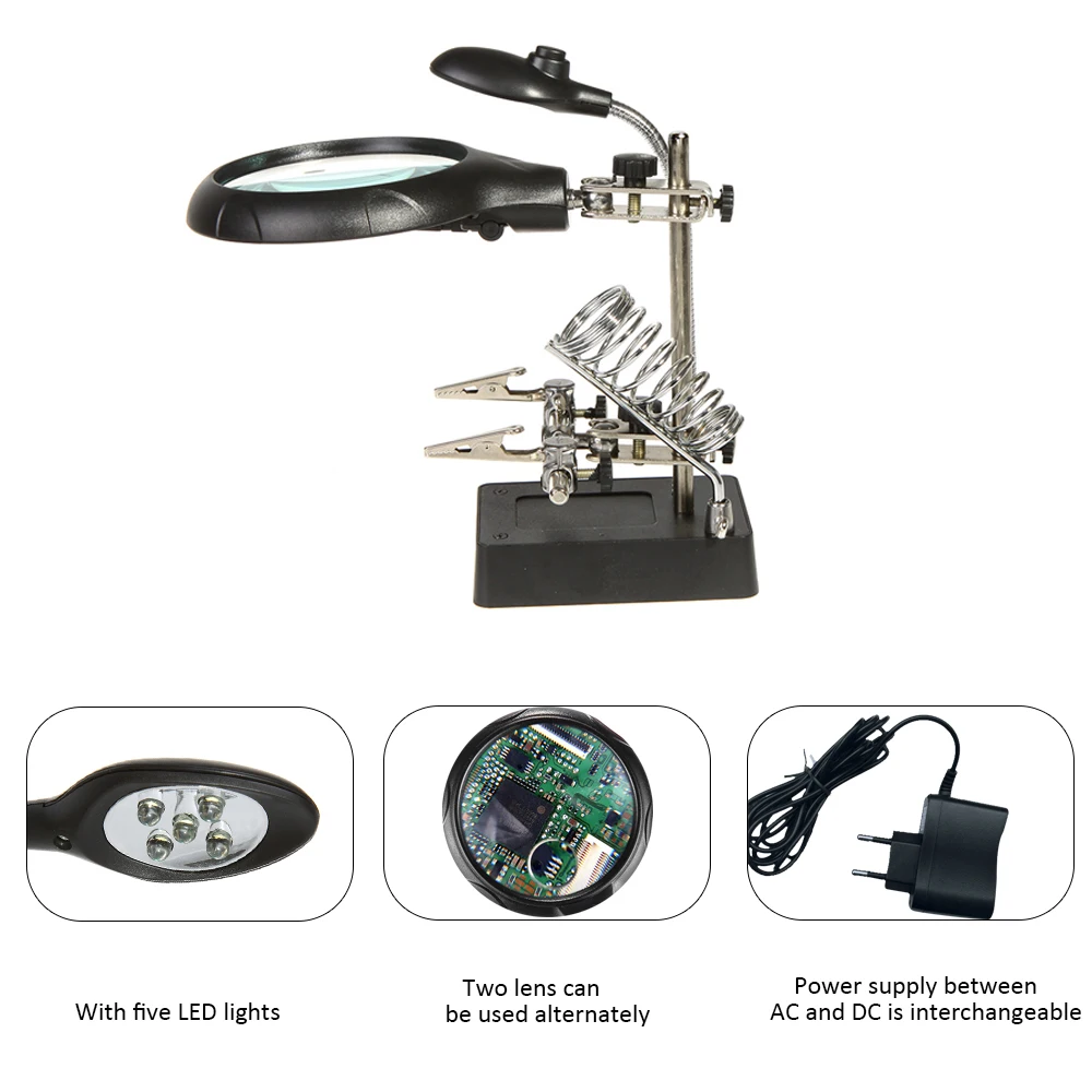 Сварочное увеличительное стекло 5 светодиодный светильник 2 5/7 5/10X
