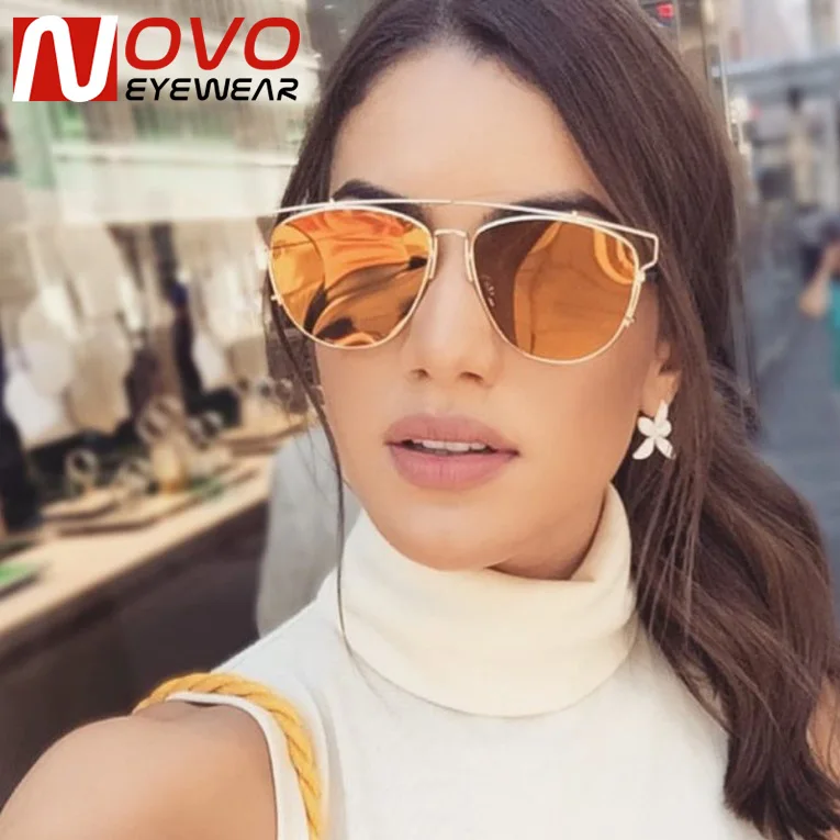 Luxury Brand Женщин Конструктора Солнцезащитные Очки Золото Зеркало Цвет Линзы