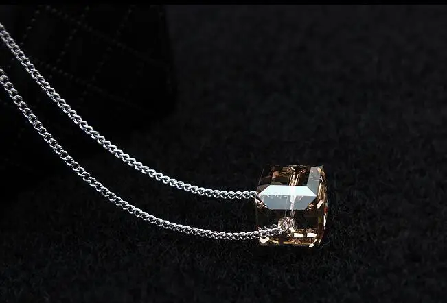 

Crystals From Swarovski Cube Pendant Necklace For Valentine'S Day Gift Of Love