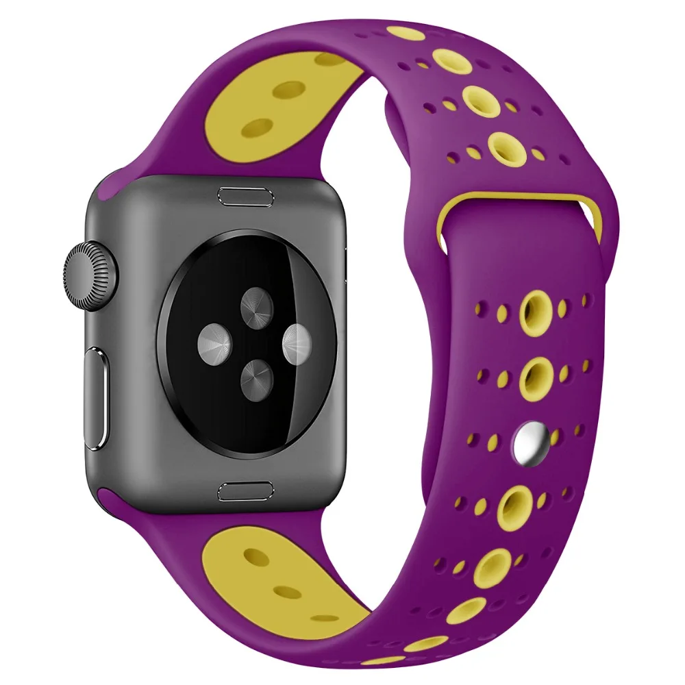 Двойной Цветной спортивный ремешок для Apple Watch 42 мм 38 серия IWatch 3 2 1 силиконовый