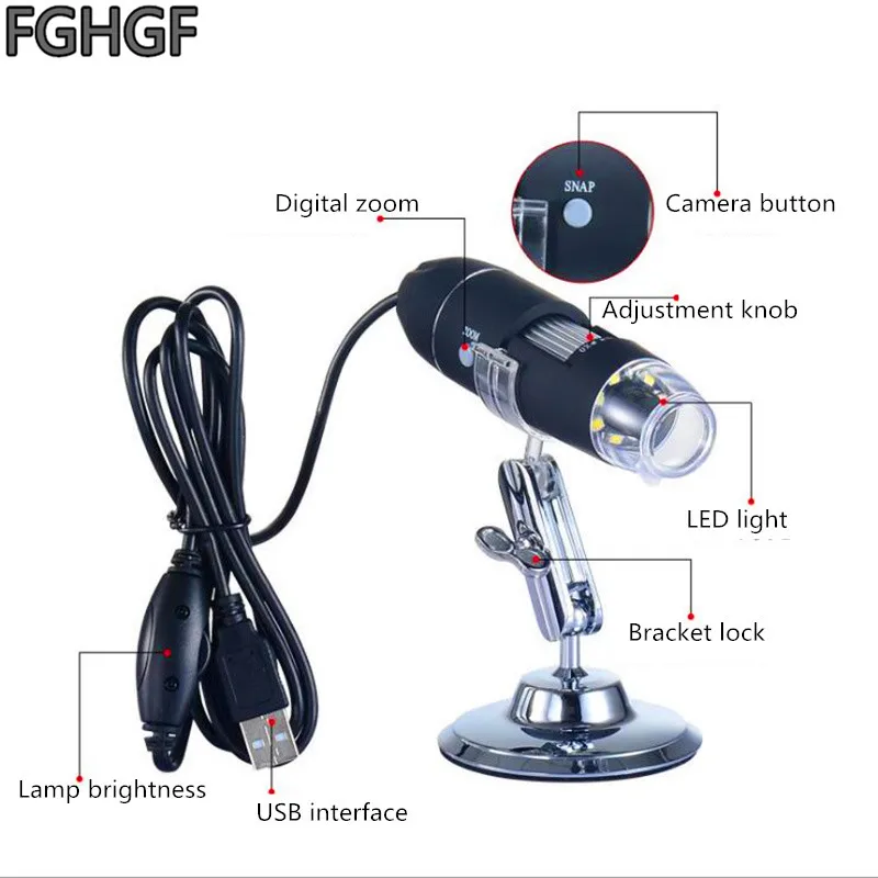 FGHGF SR9 электронный Микроскоп USB микроскоп 1000X увеличительное стекло светодиодный
