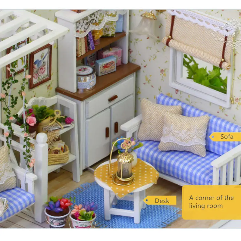 WINCO DIY Doll House Furniture Miniature Dust Cover 3D Wooden Miniaturas Dollhouse Hand Assemble Toys for Children Birthday Gift | Игрушки и