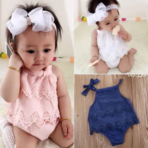 Кружевное боди с лямкой на шее для новорожденных возраст 0 18 месяцев|baby clothes