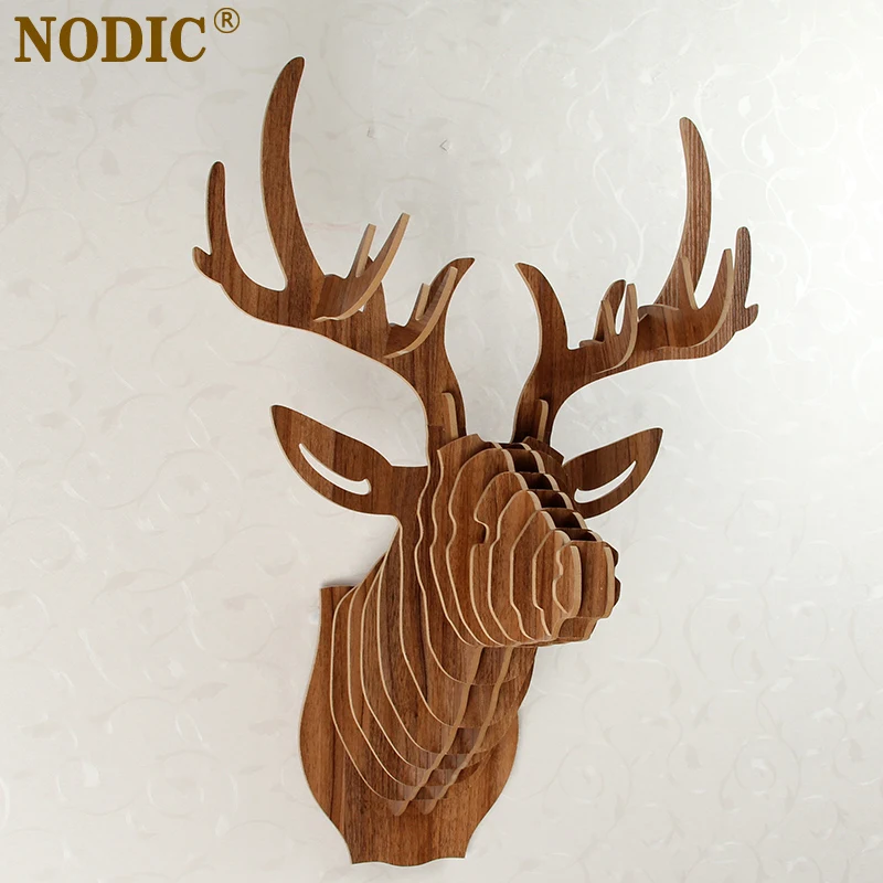 NODIC голова оленя украшение для дома настенное искусство сделай сам деревянный