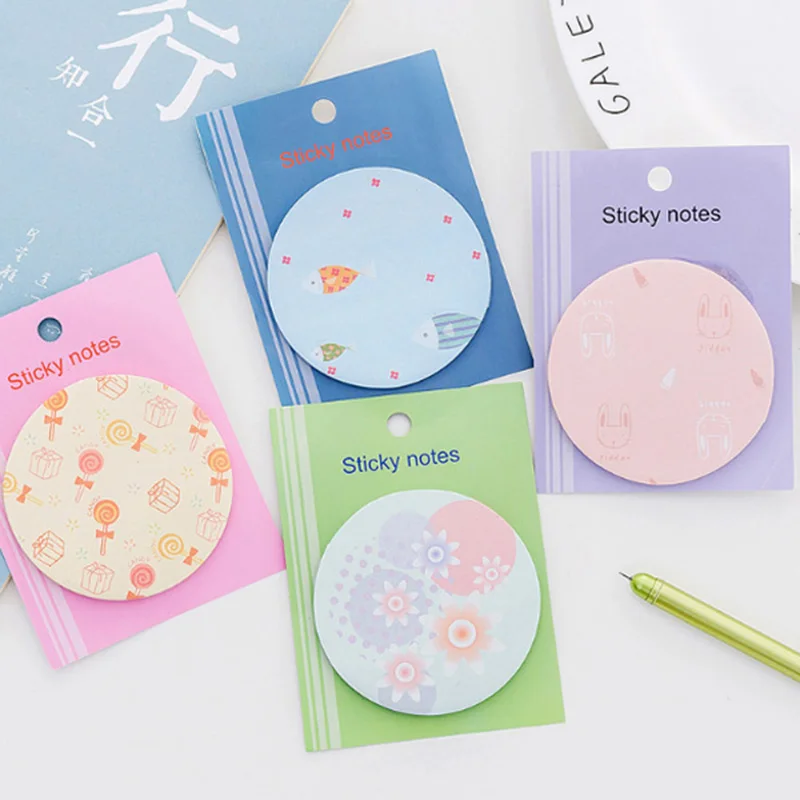 1X kawaii маленький круглый рисунок Еженедельный план Липкие заметки блокнот для