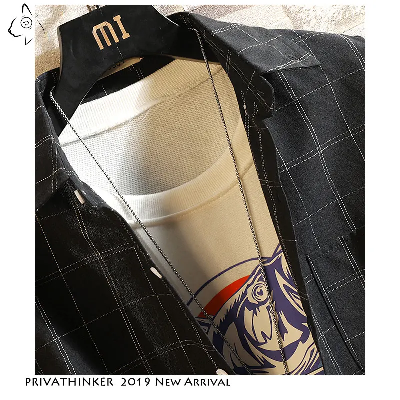 Privathinker 2019 Atutum мужская полосатая рубашка карго Мужская s Японская уличная одежда с