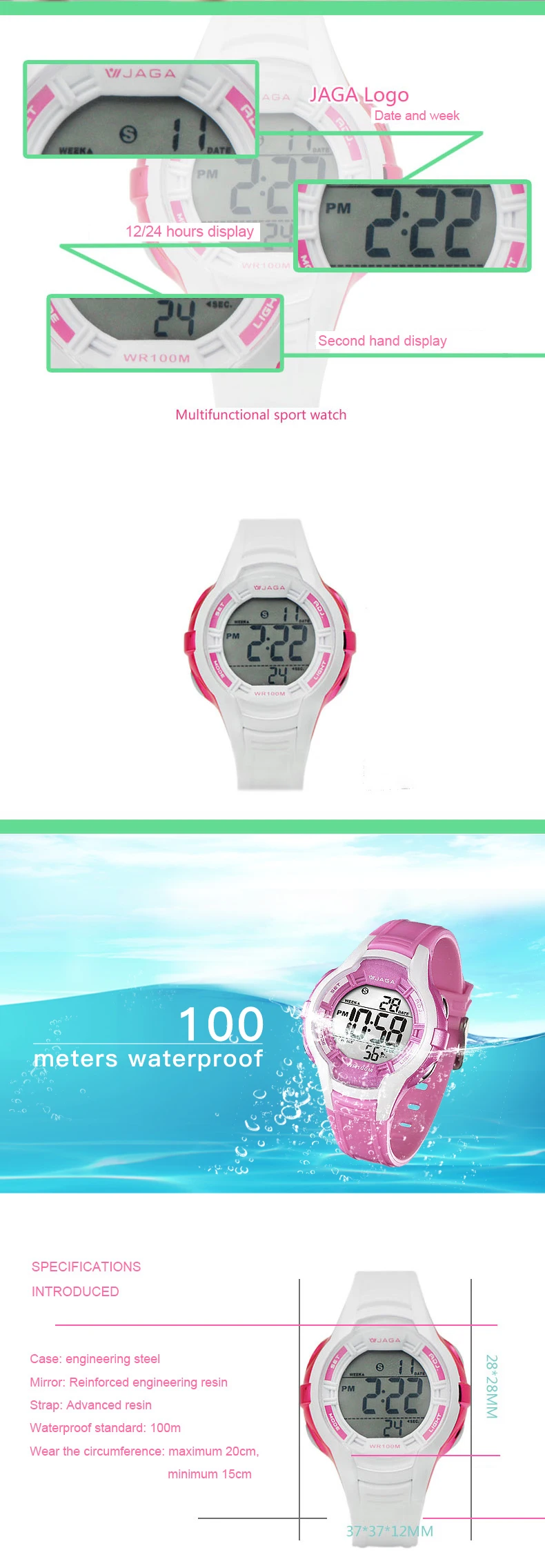 JAGA Relojes Hombre женские многофункциональные электронные часы Relogio Feminino водонепроницаемые спортивные часы M994
