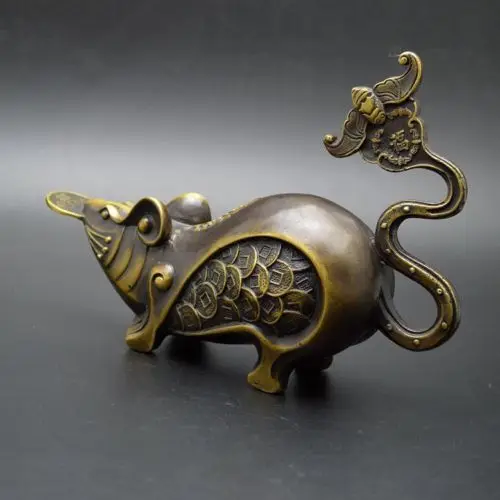 Китайский Зодиак тонкое старое изделие из бронзы ручной работы статуя Lucky